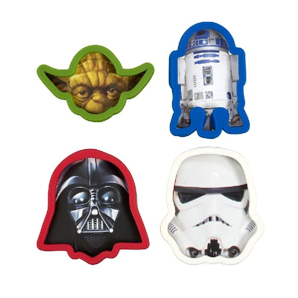 Moldes de repostería - Sherwood STAR WARS, set de 4 moldes para galletas, aluminio, rojo, blanco,