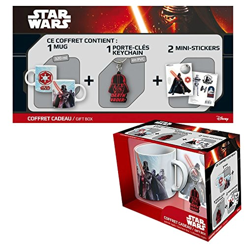 Pack Star Wars taza+llavero+ministickersvader kit llavero stickers vader abystyle 320 ml pvc pegatina dart fener 320ml