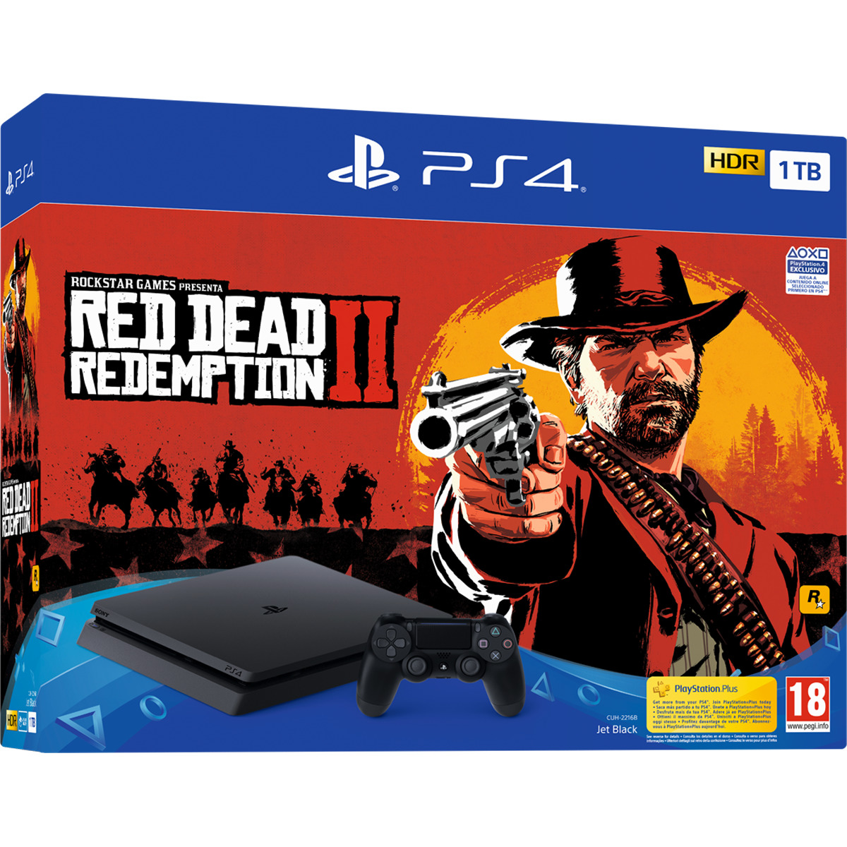 Consola - Sony - PS4 Slim, 1Tb + Juego Red Dead Redemption 2