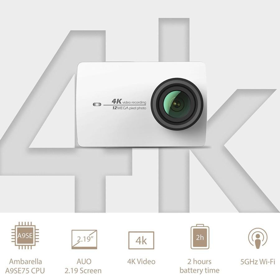 Cámara deportiva - Xiaoyi Action camera 4K, LCD, WiFi, 12 MP, Blanco + Carcasa Waterproof