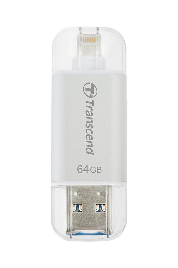 Pendrive de 64GB - Transcend JetFlash JetDrive Go 300, USB 3.0 (3.1 Gen 1), Tipo A, Plata