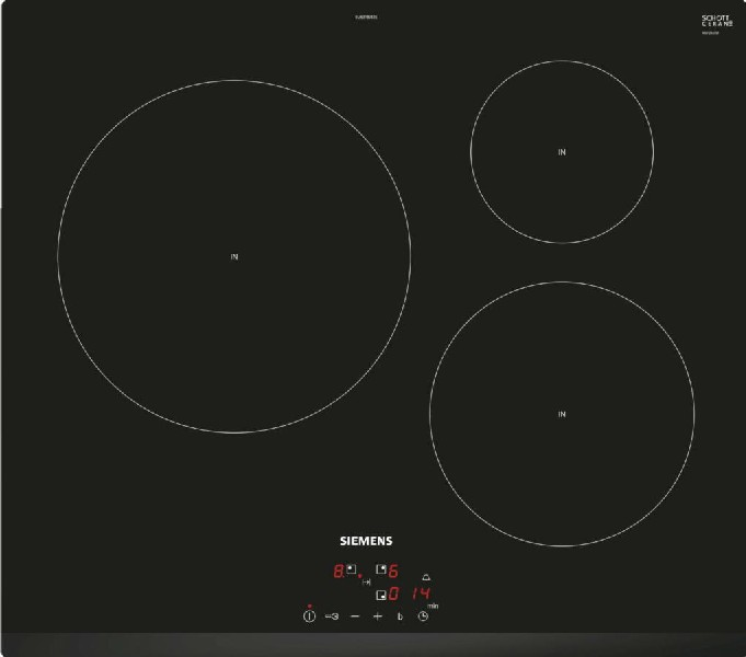 Siemens Eu631bjb2e 60 cm fuegos 3 placa iq100 de negra 59.2 60cm ag encimera encastrable zonas 28 touchcontrol boost induccion 1 28cm 17
