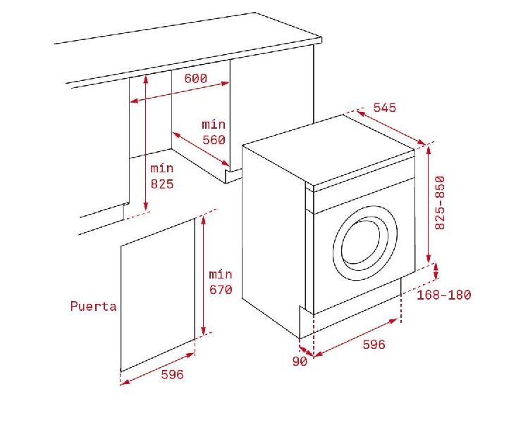 Lavadora secadora - Teka 40821017 LSI5 1480, Integrable, 8kg, 1400 rpm, Display digital LCD, Clase