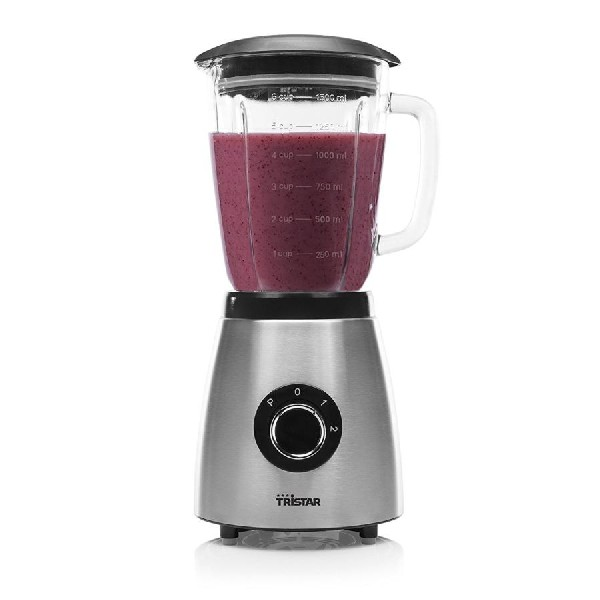 Batidora de vaso - Tristar BL-4458, 500 W, 1.5 L, 2 velocidades, Acero inoxidable