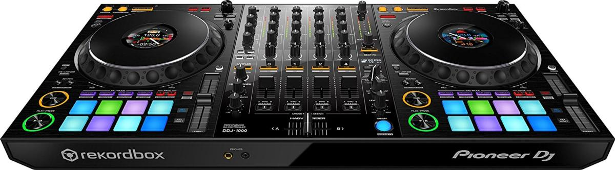 Controladora DJ - Pioneer DJ DDJ-1000, 4 canales, 2 Jog Wheels, Pantalla LCD on Jog, 16 pads,
