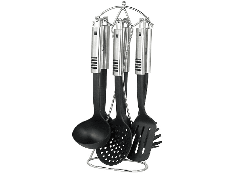 Set de utensilios de cocina - Magefesa Bonne, 7 piezas, Soporte acero inoxidable