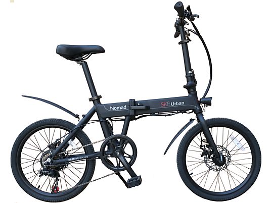 Bicicleta eléctrica - SK8 Urban Nomad, 250W, Plegable, 25km/h, Negro