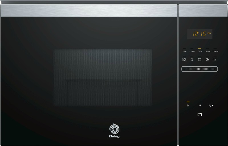 Microondas integrable - Balay 3CG4175X0, Grill, 900 W, 25 L, 5 niveles de potencia, Negro e inox