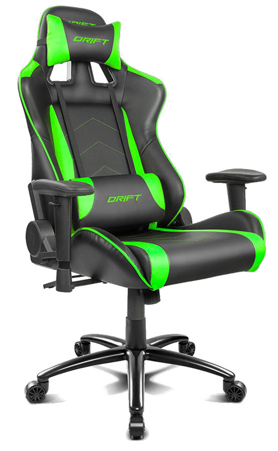 Silla gaming - Drift DR150, Reclinable, Reposabrazos, Negro/Verde