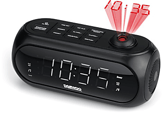 Radio despertador - Daewoo DCP-490B, FM, Proyección, LED, Snooze, Alarma, Negro