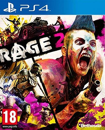 Carátula del videojuego Rage 2. Un hombre con cresta grita, sosteniendo un arma.