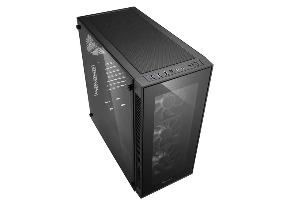 Caja PC - Sharkoon TG5 RGB, ATX Midi-Tower, 4 ventiladores LED RGB, Negro