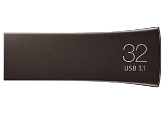 Memoria USB 32GB - Samsung Bar Plus, Conector USB Tipo A, 3.1 Gen 1, Llavero, Gris titan