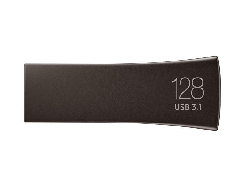 Memoria USB 128GB - Samsung Bar Plus, Conector USB Tipo A, 3.1 Gen 1, Llavero, Gris titan