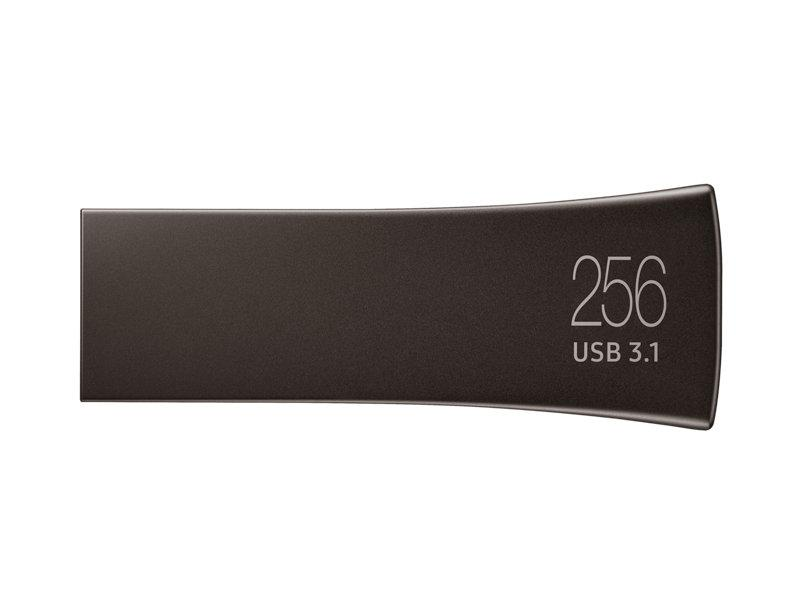 Pendrive USB 256 GB - Samsung Bar Plus, USB 3.1, Gris titan