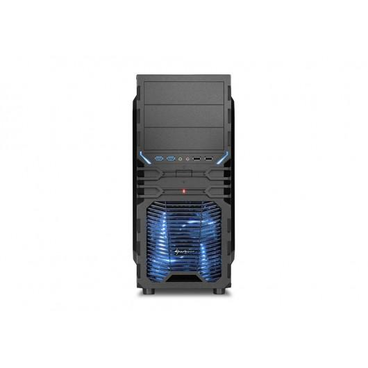 Caja de PC - Sharkoon VG4-W ATX, 2 USB 3.0, 2 USB 2.0, Negro y azul