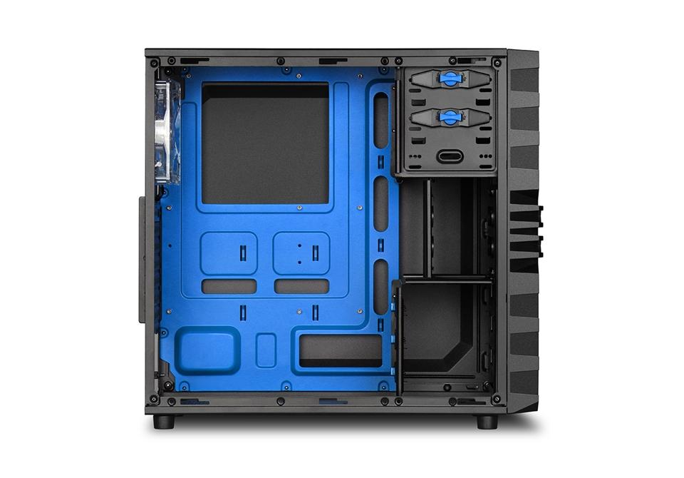 Caja de PC - Sharkoon VG4-W ATX, 2 USB 3.0, 2 USB 2.0, Negro y azul