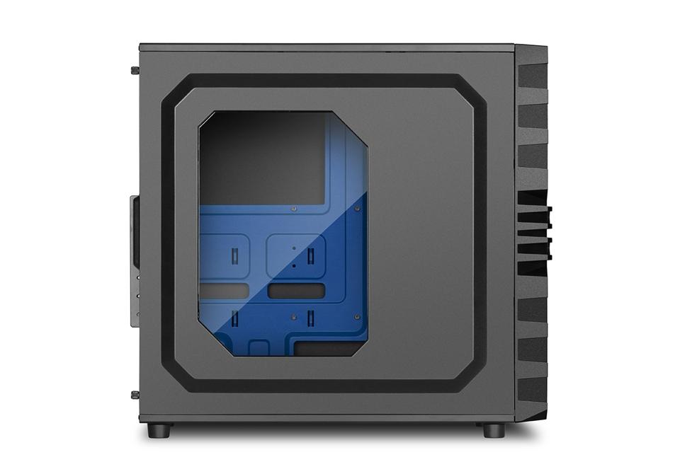 Caja de PC - Sharkoon VG4-W ATX, 2 USB 3.0, 2 USB 2.0, Negro y azul
