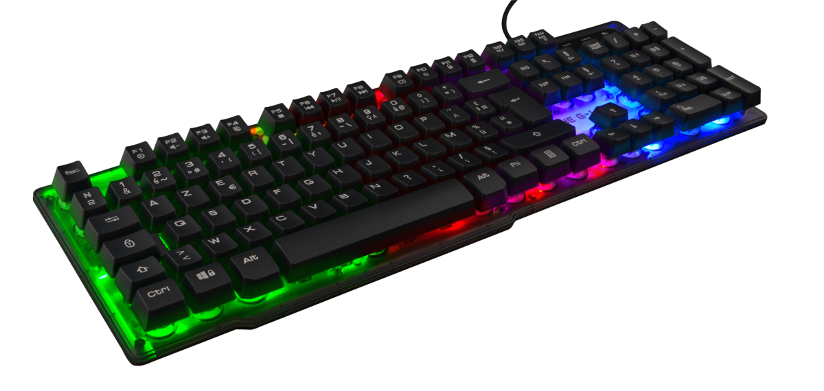 Teclado gaming - G-LAB Keyz Neon, LED, Iluminación Multicolor, Negro