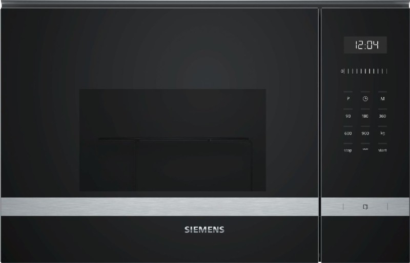 Microondas Siemens Iq500 be555lms0 900 integrable 38 cm 25 w grill 1200 color negro y acero inoxidable litros 5 niveles de potencia 25l 900w 38x60cm 60cm 1450w