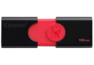 Memoria USB 16 GB - Kingston Datatraveler 106, 16 GB, USB 3.0, Negro y rojo