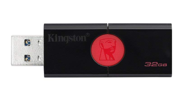 Memoria USB 32 GB - Kingston Datatraveler 106, 32 GB, USB 3.0, Negro y rojo