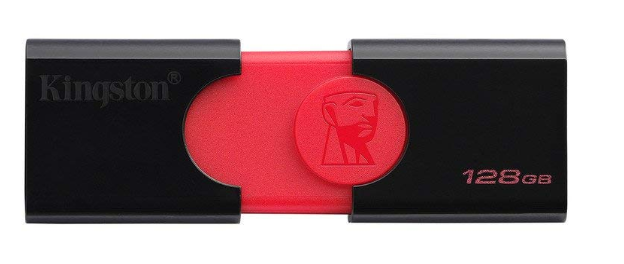 Memoria USB 128 GB - Kingston Datatraveler 106, 128 GB, USB 3.0, Negro y rojo