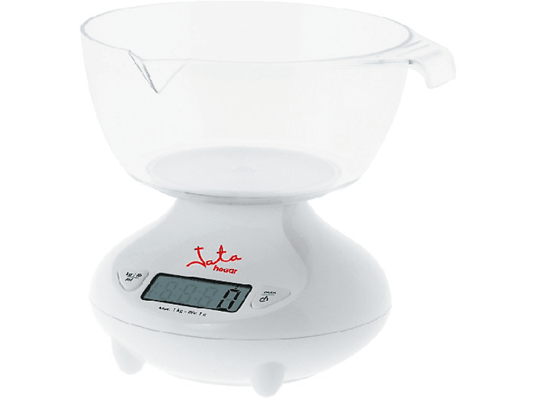 REACONDICIONADO Balanza de cocina JATA 717, Electrónica, Translúcido, 1 kg, Color blanco
