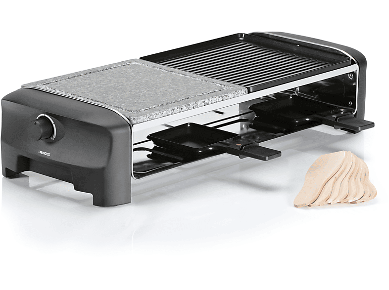 Raclette Princess 162820 8 stone grill party pierrade+raclette – parrilla de piedra y plancha combinadas placa reversible 162520 1300 1300w