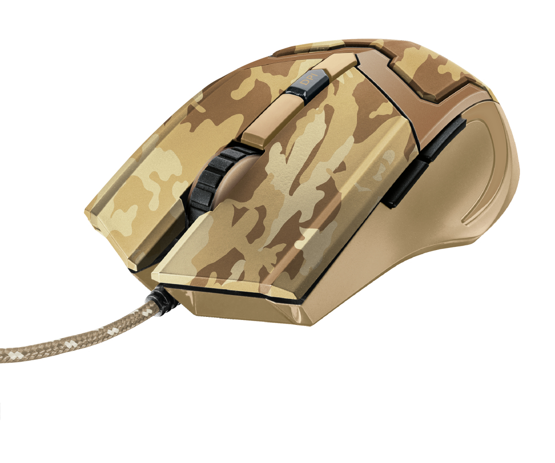 Ratón gaming - Trust GXT 101D GAV, USB, Óptico, 600-4800 ppp, Desert Camo
