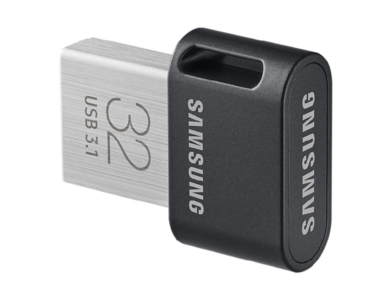 Memoria USB 32GB - Samsung MUF-32AB, Conector USB Tipo A, 3.1 Gen 1, Llavero, Acero inoxidable, Negro