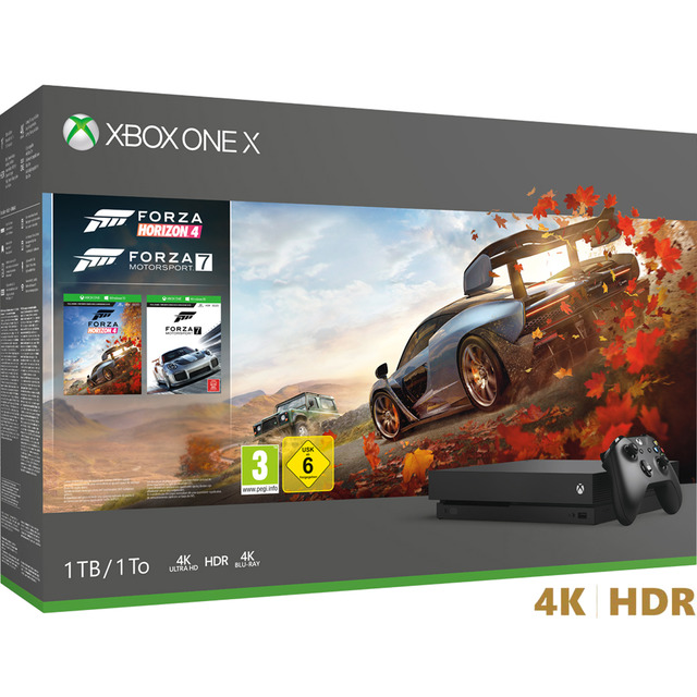 Pack - Microsoflt Xbox One X, 1TB, Forza Horizon 4 + Forza Motosport 7