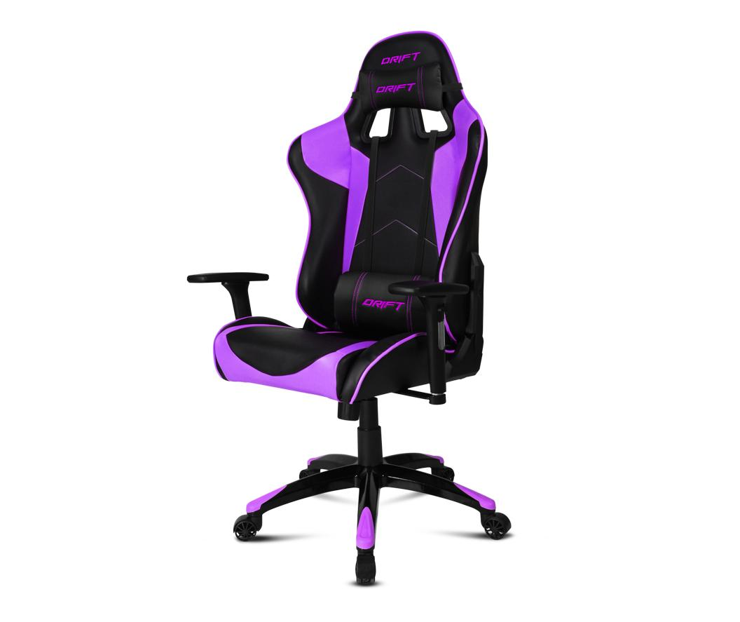 Silla gaming - Drift DR300, Acolchado, Reposabrazos, Regulable, Violeta y negro