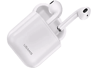 MERCURY Usams F10 AirPods Mikrofonos Bluetooth fülhallgató dokkolóval, Fehér