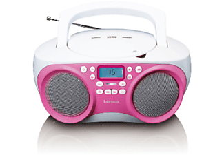 LENCO SCD-301 - Tragbares CD-Radio (FM, Pink/Weiss)