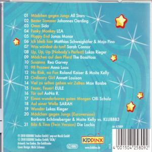 CD-Cover mit Trackliste und Sternen. Zeigt Text auf Deutsch auf hellblauem Hintergrund.