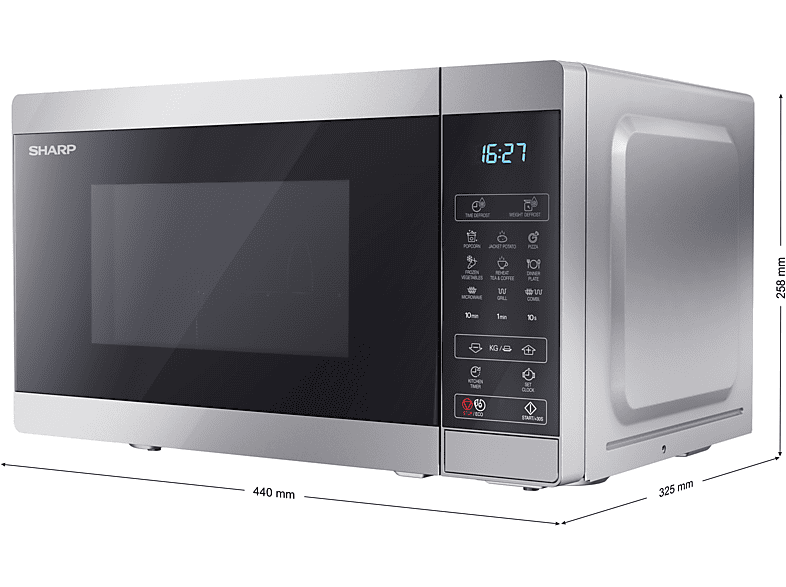 SHARP YC-MG02ES, Mikrowelle (800 Watt, Grillfunktion)