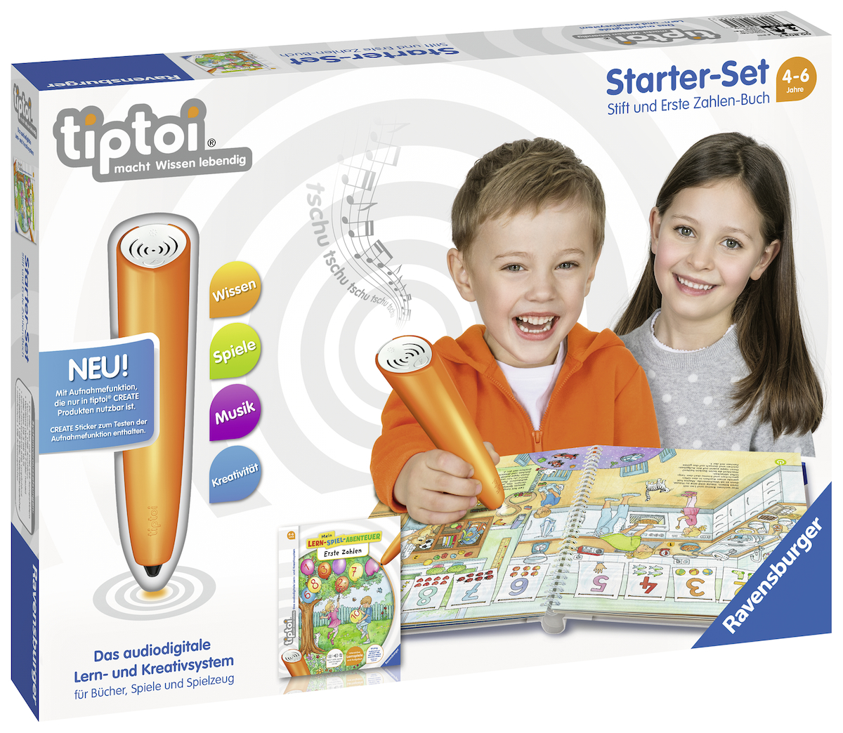 RAVENSBURGER Starter-Set: Stift und Erste Zahlen-Buch tiptoi Stift Mehrfarbig
