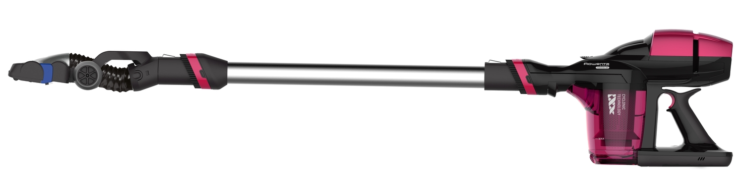 Aspirador escoba - Rowenta RH7329WO X-pert Essential 260, Ciclónico, Aspirador de mano, Negro y rosa