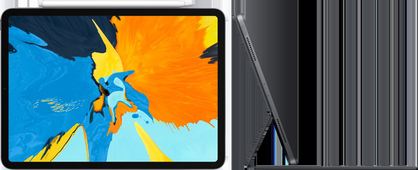 Tablet, das ein farbenfrohes Gemälde mit einem Stift zeigt.