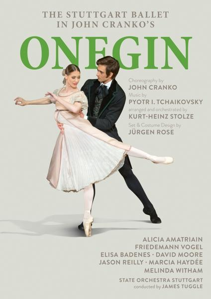 Balletttänzer auf einem Poster für die Stuttgarter Ballettproduktion Onegin.