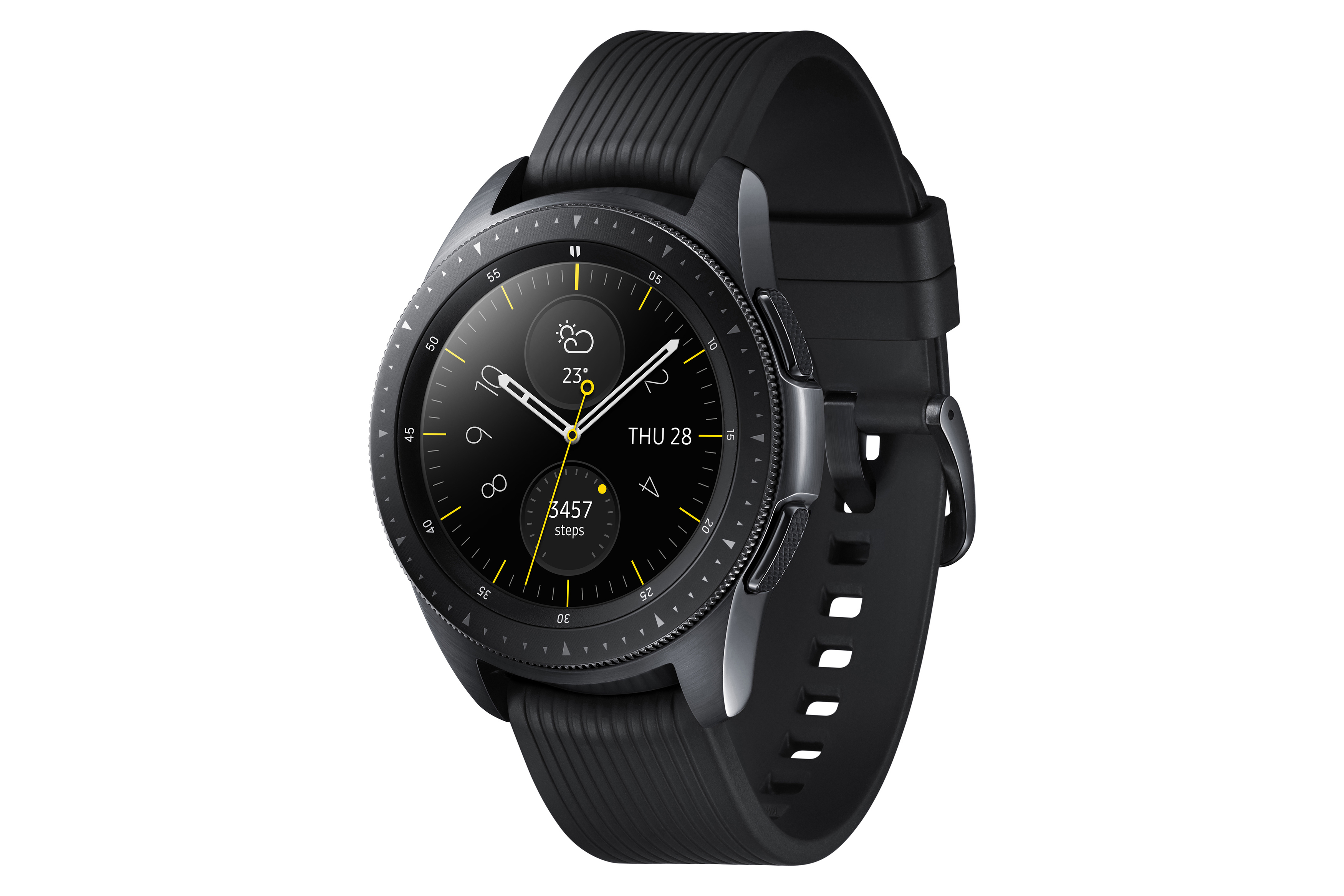 SAMSUNG Galaxy Watch 42 mm LTE Smartwatch Edelstahl Silikon, S, L, Schwarz