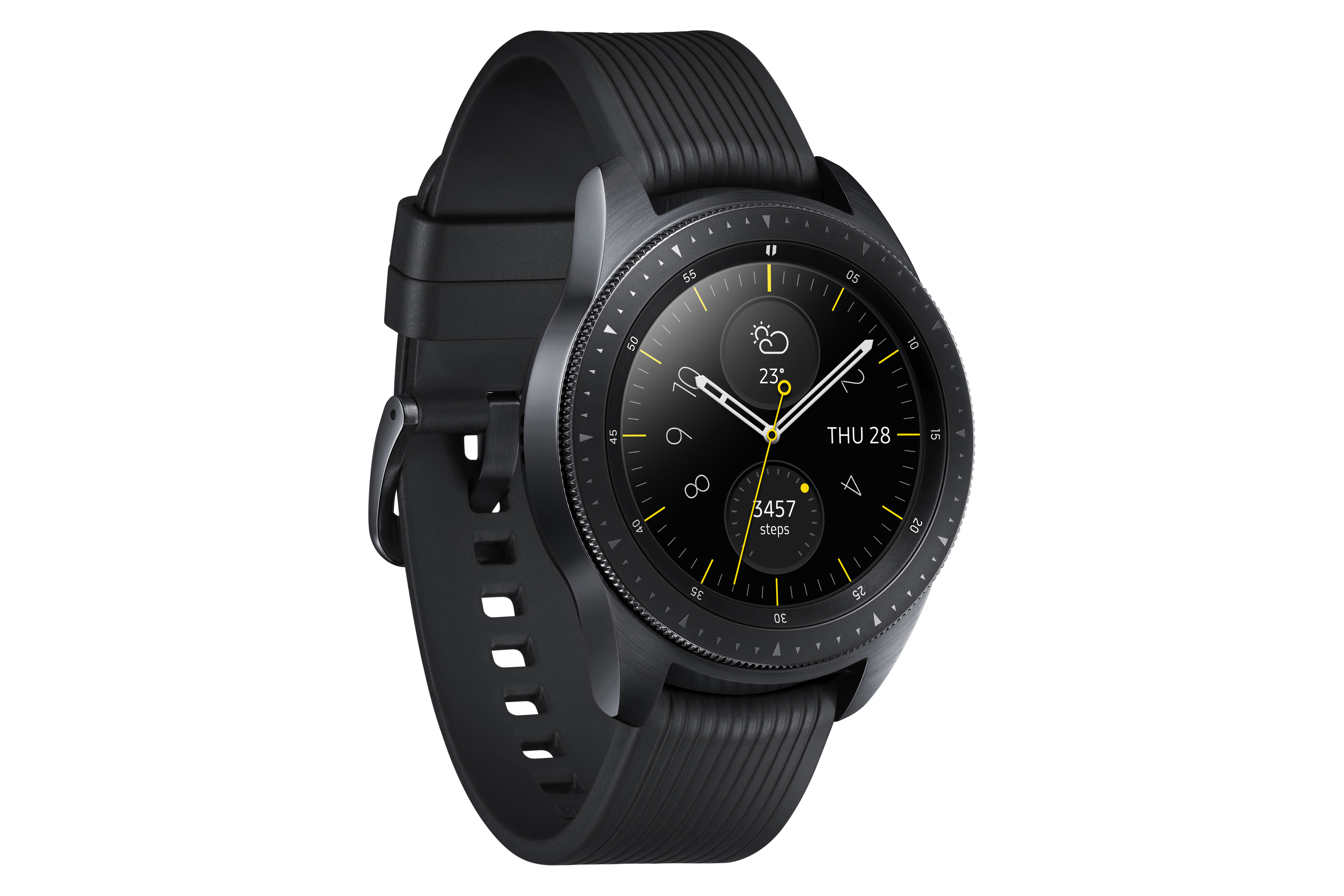 SAMSUNG Galaxy Watch 42 mm LTE Smartwatch Edelstahl Silikon, S, L, Schwarz