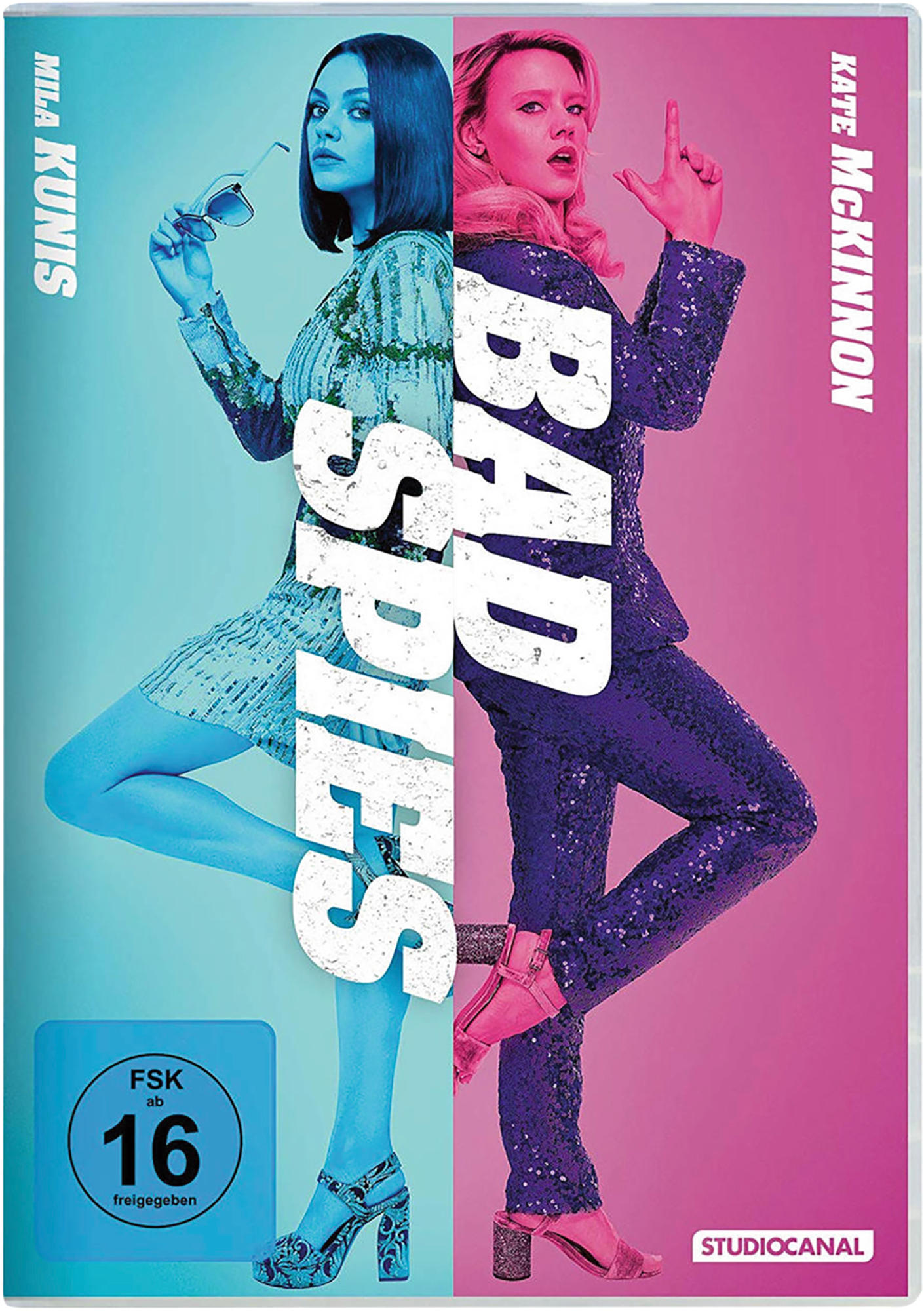 DVD-Cover von Bad Spies mit Mila Kunis und Kate McKinnon. Zwei Frauen stehen Rücken an Rücken.
