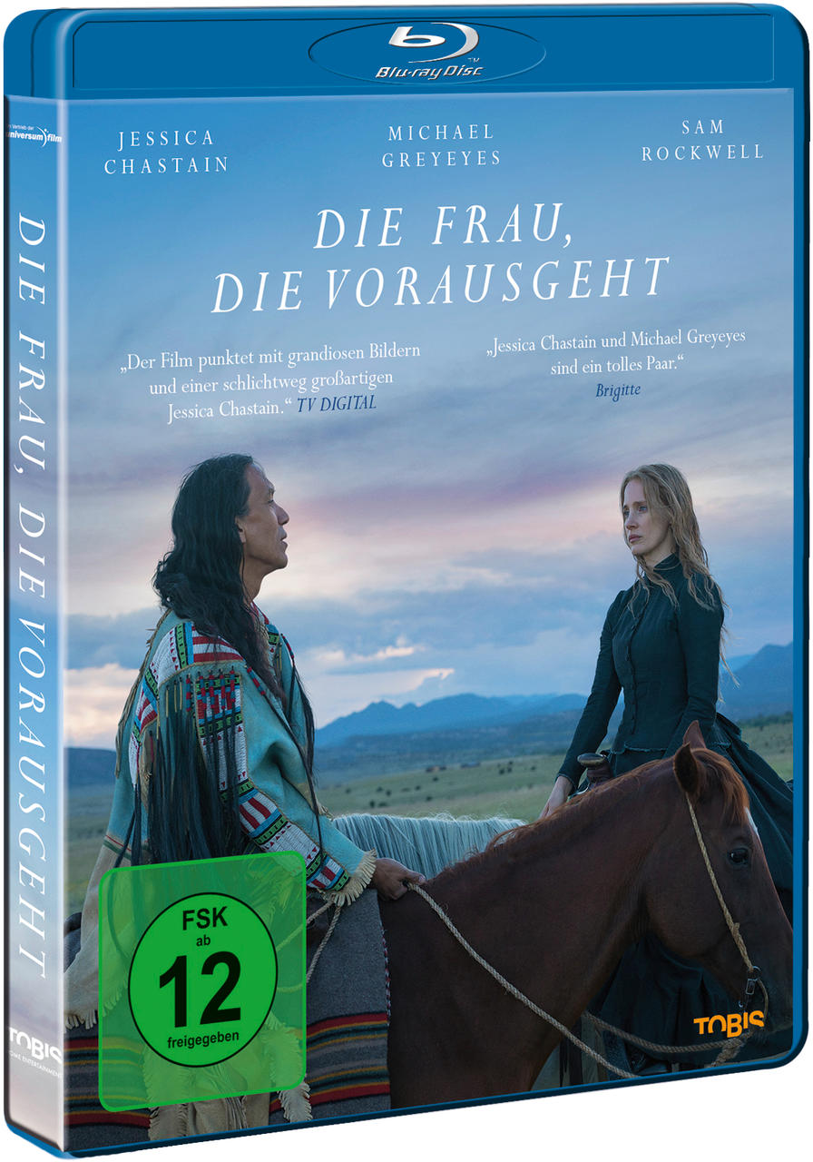 Blu-ray-Disc-Cover mit Filmszene von Mann und Frau auf Pferden, mit Titel 