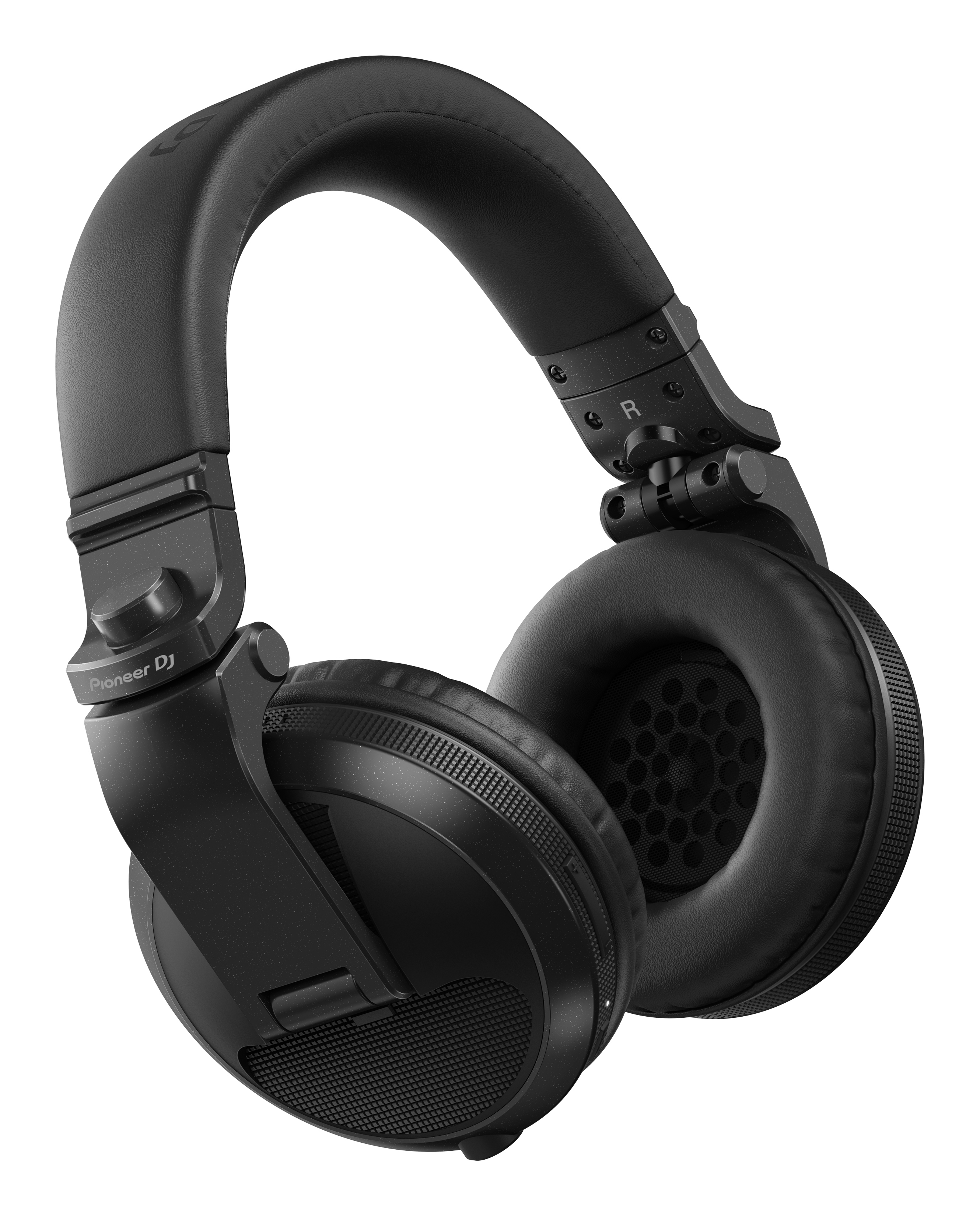 Schwarze Pioneer DJ-Kopfhörer. Sie haben ein gepolstertes Kopfband und Ohrmuscheln. Das Design ist modern und schlank.