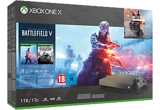 Xbox One X 1To - Battlefield V Gold Rush Special Edition Bundle - Console de jeu - Gris/Or/Noir