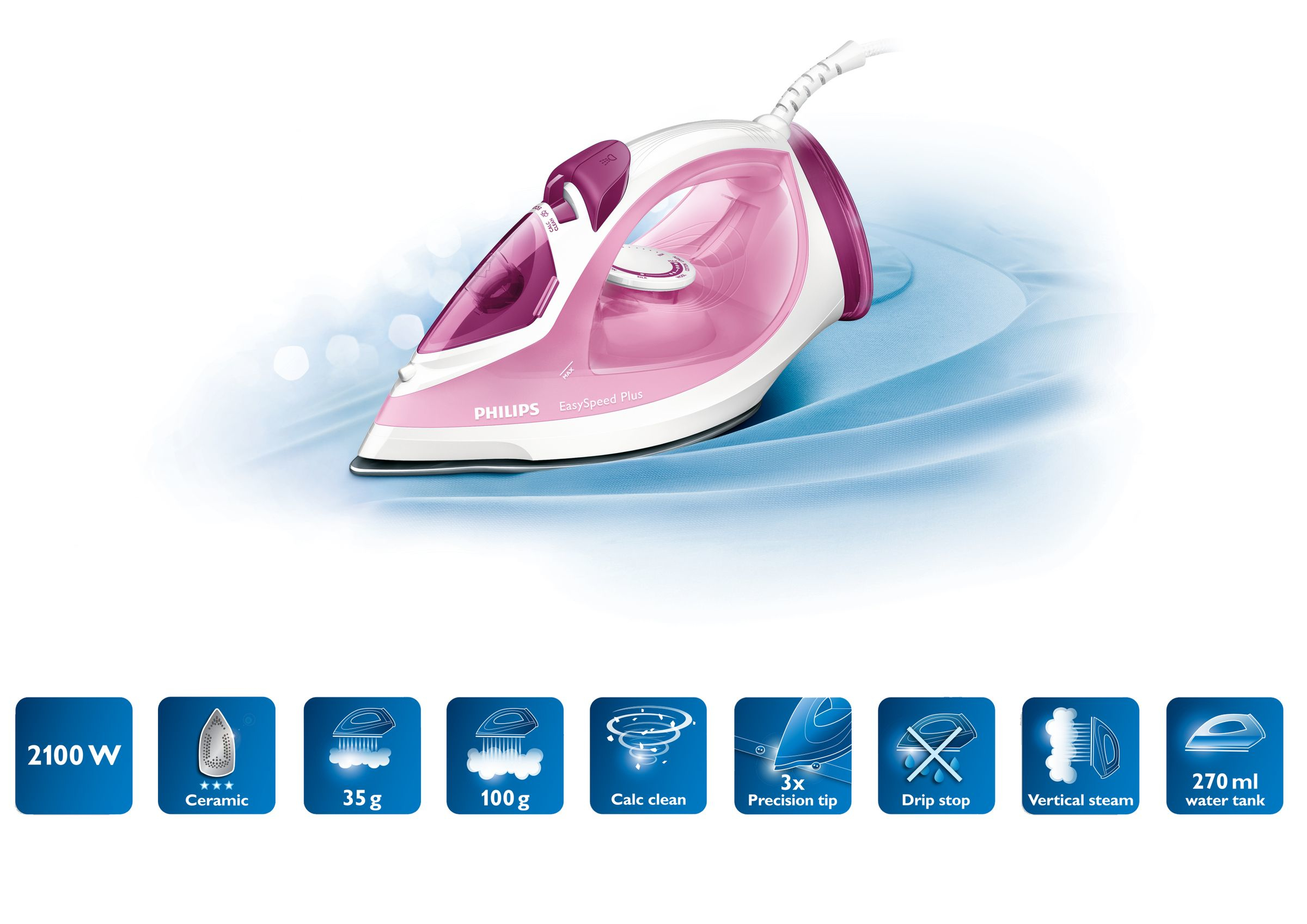 PHILIPS GC2042/40 2100 W Easyspeed Plus Seramik Tabanlı Buharlı Ütü