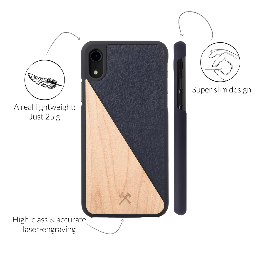 WOODCESSORIES Ecosplit, Backcover, Apple, iPhone XR, Braun/Schwarz