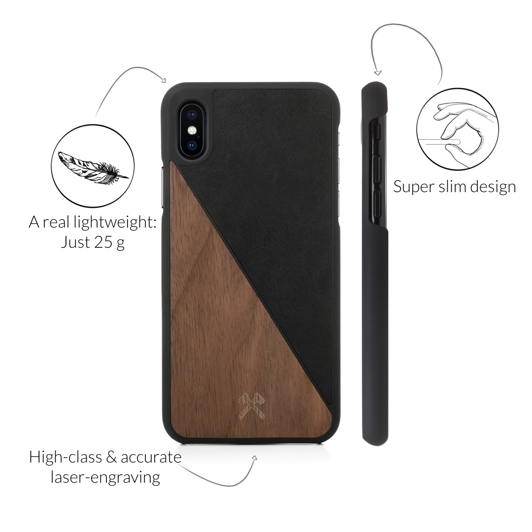 WOODCESSORIES Ecosplit, Backcover, Apple, iPhone XS Max, Braun/Schwarz